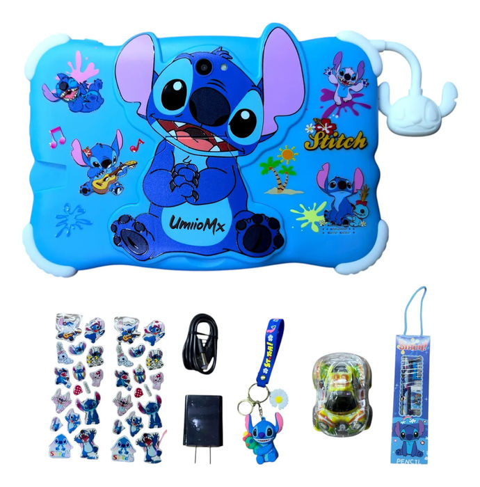 Tablet Infantil Stitch com jogos e camera Azul