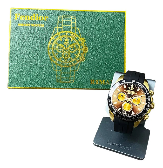 Smartwatch Elegante R1Max Fendior Preto e Dourado