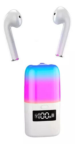 Auriculares com Luz Led e Display Digital e Coluna Branco
