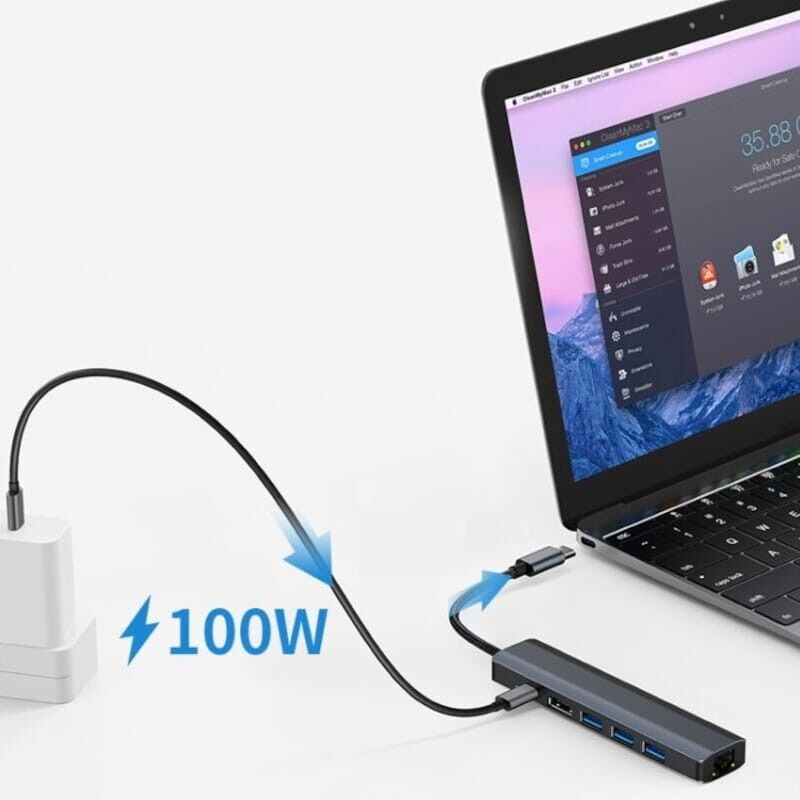 Hub 2210 6 em 1 USB Tipo C para USB 3.2/HDMI/USB Tipo C Preto