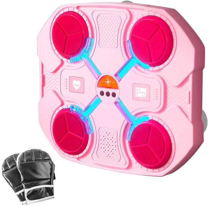 Máquina de Boxe Interativa com Luzes e Sons para Crianças Rosa