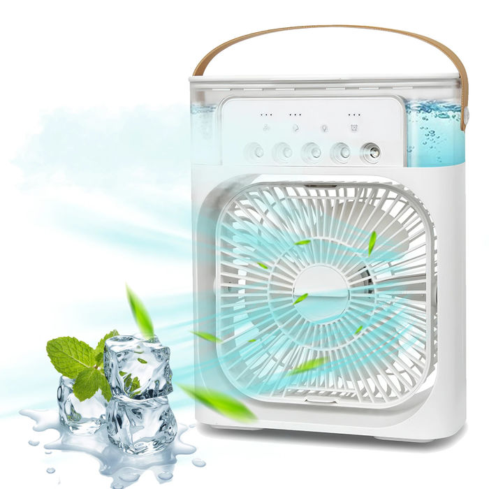 Ventoinha Portátil de Ar Climatizadora e Humidificadora Multifunções