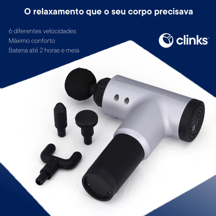 Pistola de Massagem Fascial 320 Preto Clinks