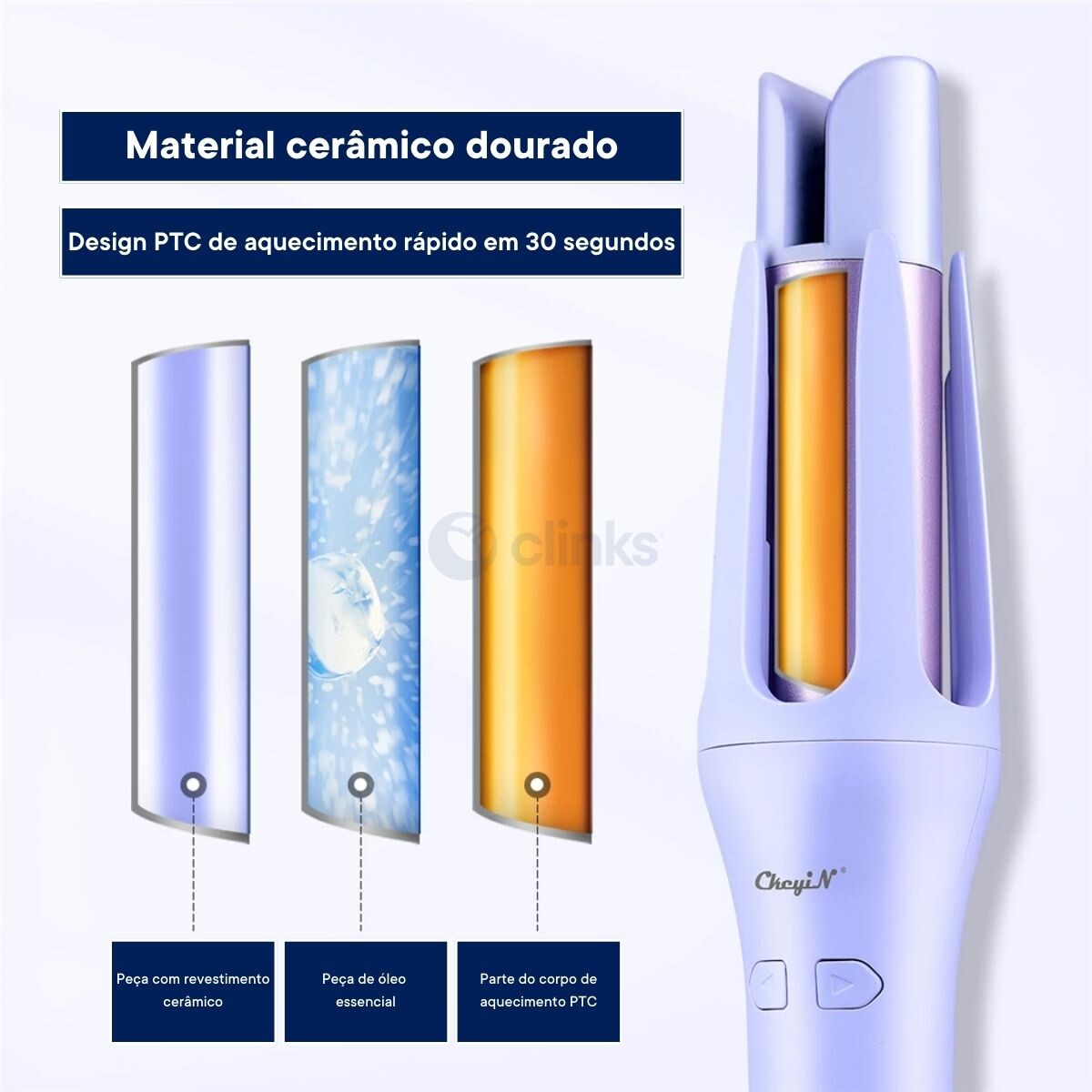 Modelador De Cachos Automático Com Controle De Temperatura E Aquecimento  Ptc