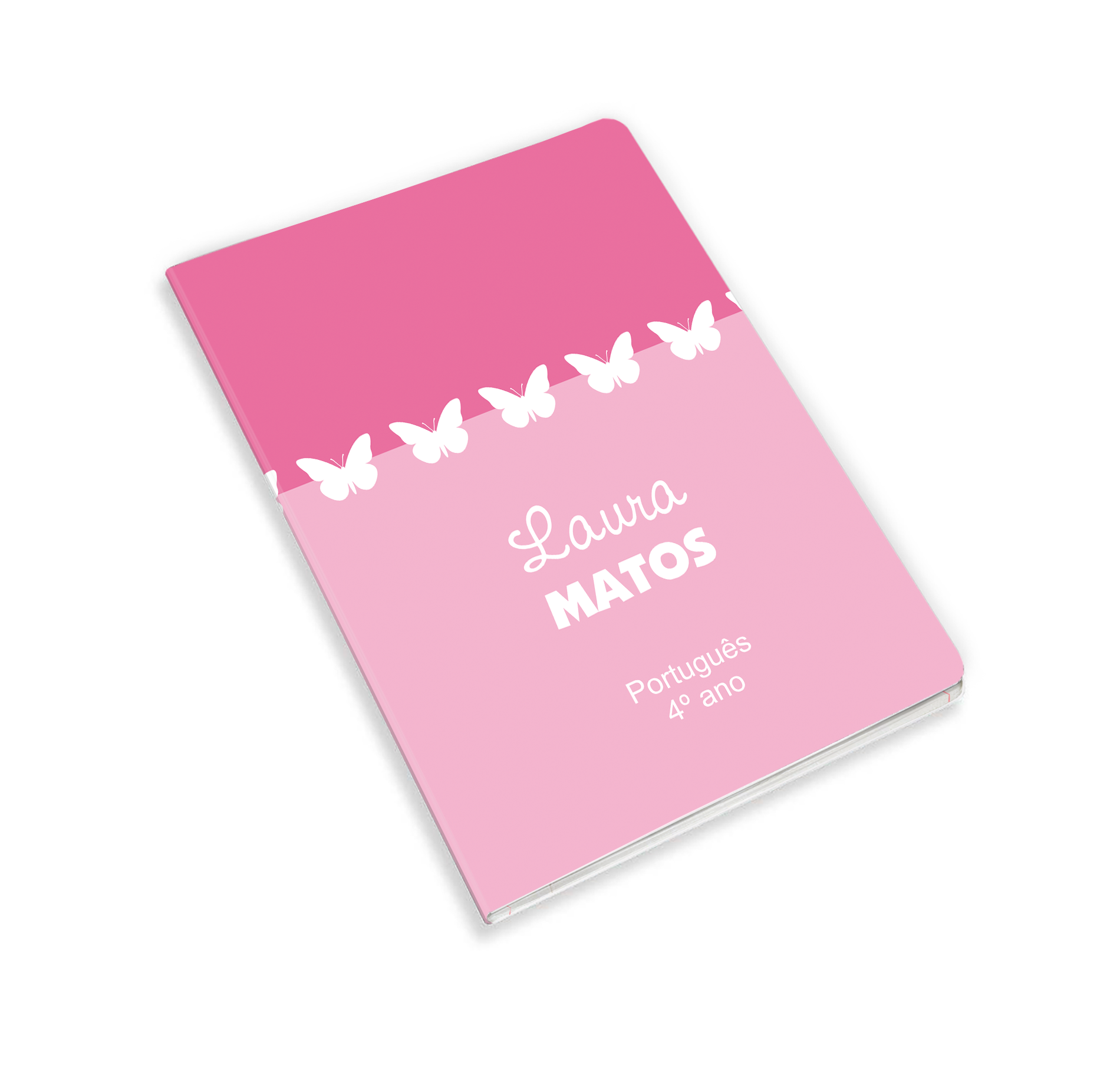 Caderno Escolar Personalizado Caderno Pautado Agrafado 80fls A4 Ou A5 Borboletas Rosa E 3068