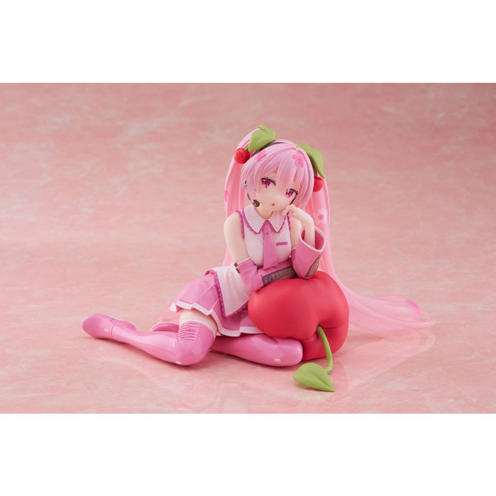 Hatsune Miku PVC Statue Desktop Cute Figure Sakura Miku Cherry Cushion Ver 13 cm 1