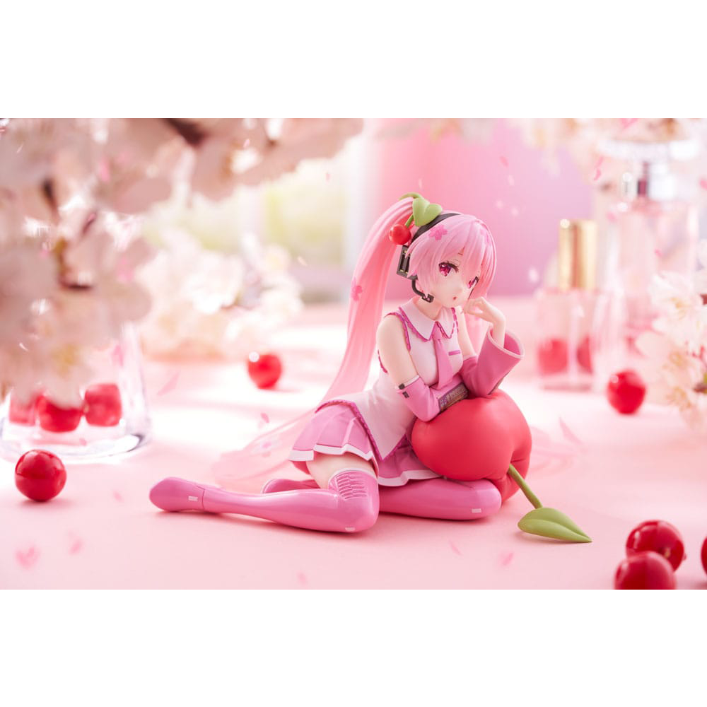 Hatsune Miku PVC Statue Desktop Cute Figure Sakura Miku Cherry Cushion Ver 13 cm 4