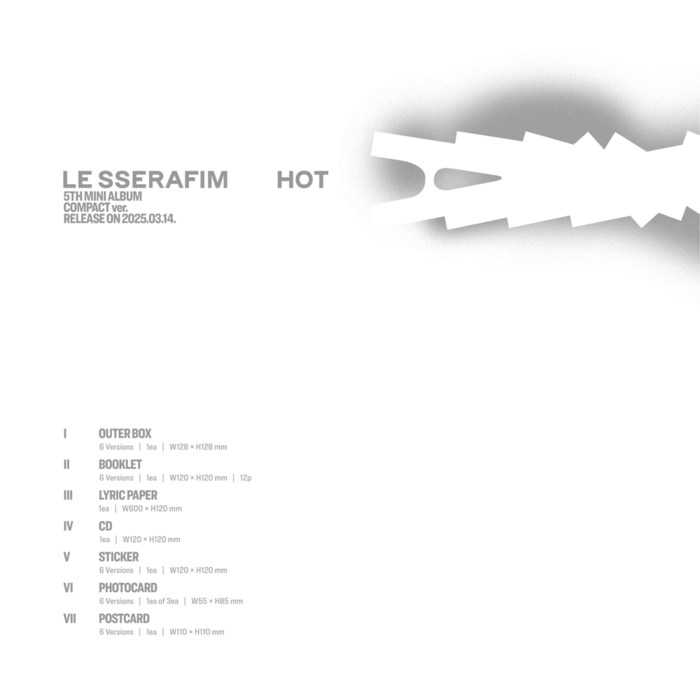 LE SSERAFIM 5TH MINI ALBUM - HOT (COMPACT VER.)