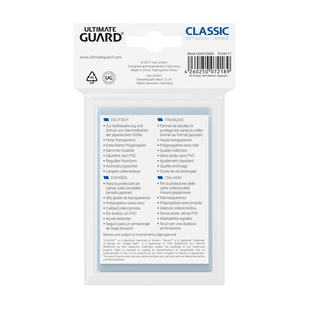 Ultimate Guard Classic Sleeves Japanese / Photocards Size - 100 Sleeves 1