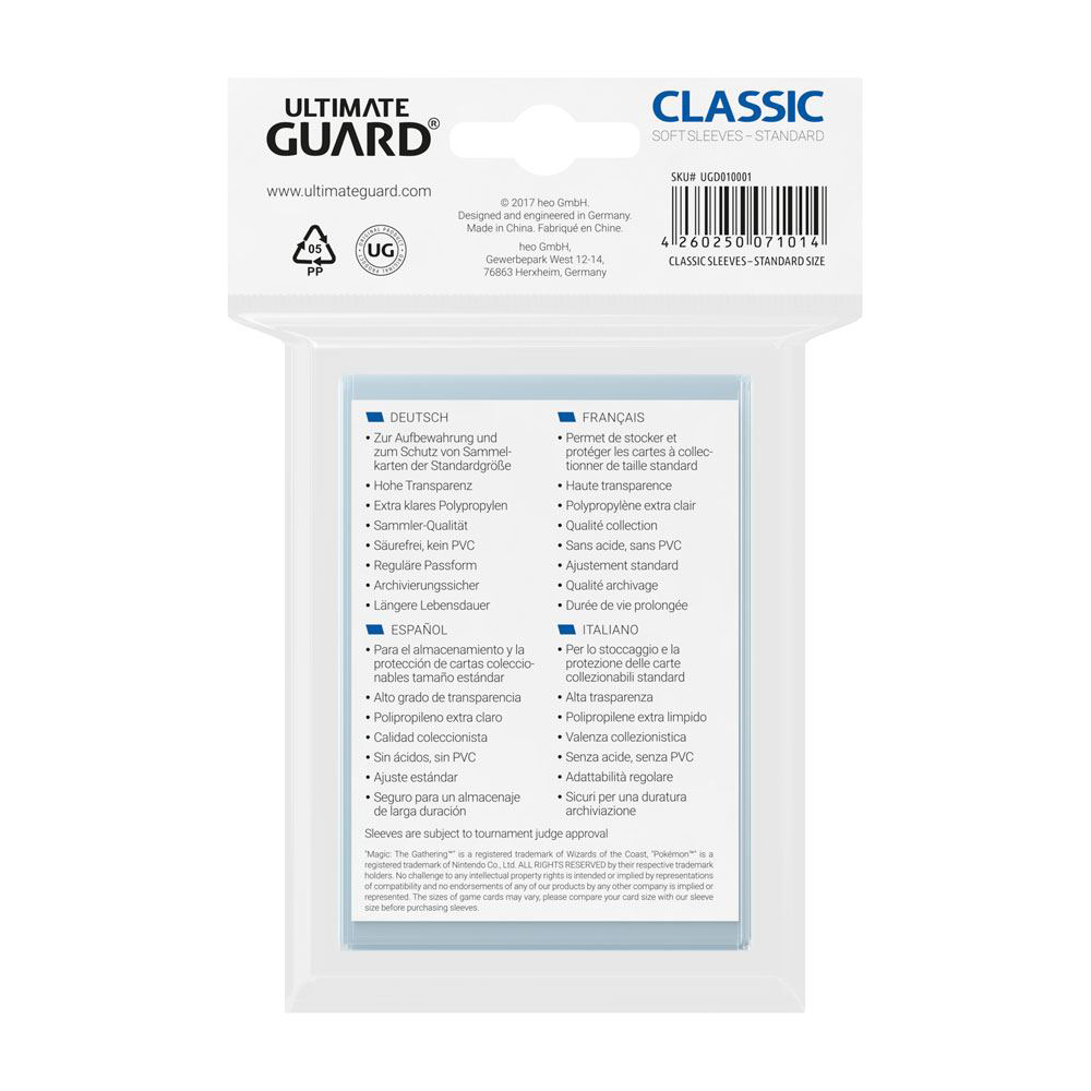 Ultimate Guard Classic Sleeves Standard Size - 100 Sleeves 1