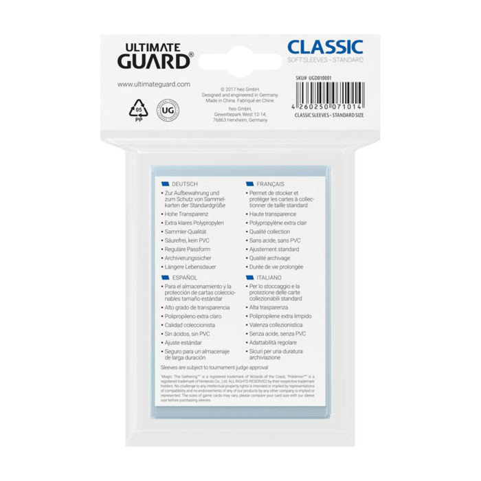 Ultimate Guard Classic Sleeves Standard Size - 100 Sleeves
