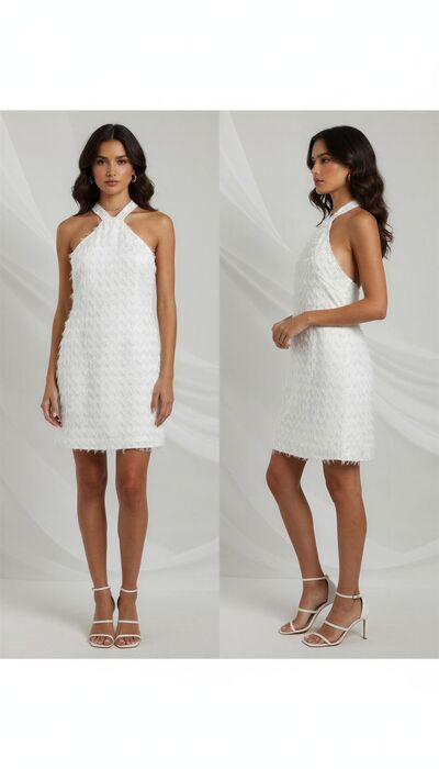 Vestido Blanc Feather Chic