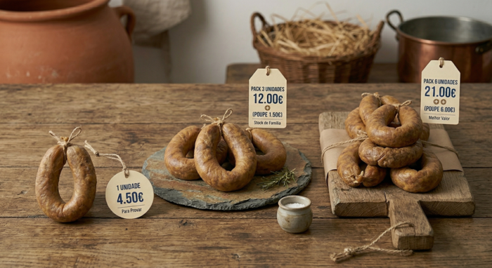 Alheira Tradicional de Chaves - Packs de 1, 3 e 6 unidades - Espargos Vale Transmontano