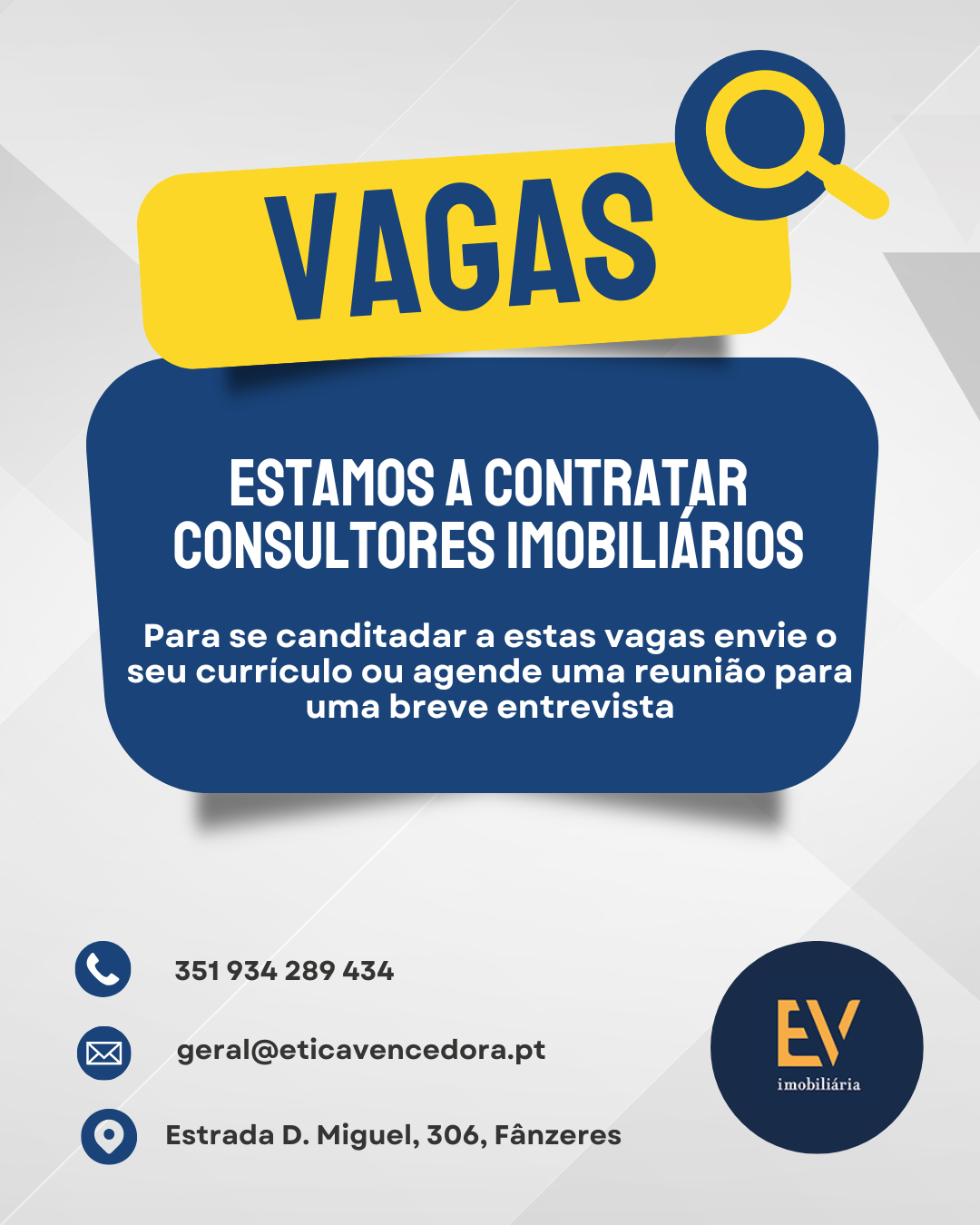 Recrutamento de Consultores Imobiliários