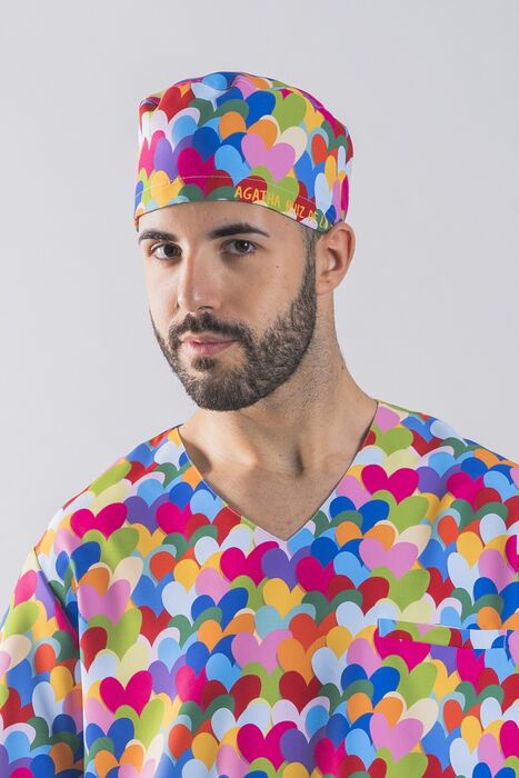 Touca Cirúrgica Estampada de Fitas em Microfibra