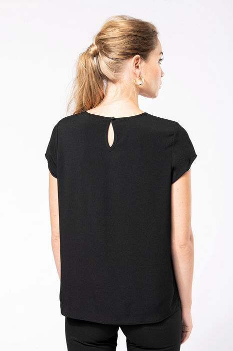 Blusa de Manga Curta em Crepe