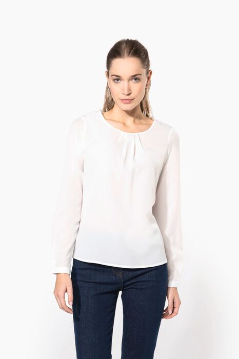 Blusa de Manga Comprida em Crepe