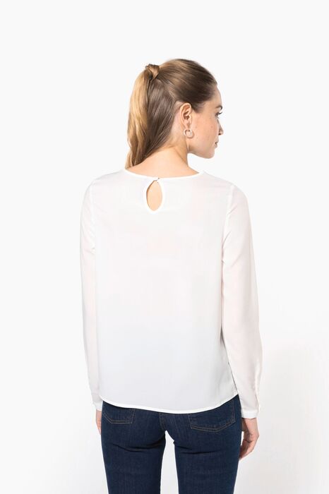 Blusa de Manga Comprida em Crepe