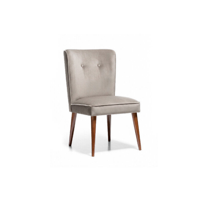 Cosma Chair by HDL – upholstered dining chair in Velvet – Fog with solid ash legs in a walnut finish and a subtle button-tufted backrest. Handcrafted in Portugal for hospitality and contract interiors.