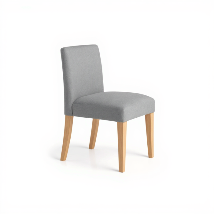 Altair Chair by HDL – upholstered chair in Velvet – Fog with solid ash legs in a natural finish. Handcrafted in Portugal for hospitality and contract interiors.