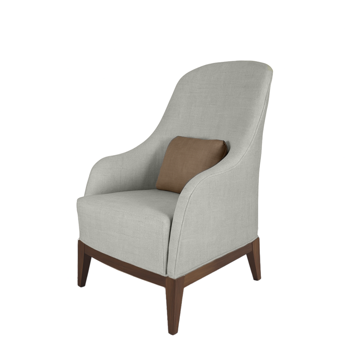Axis Armchair by HDL – upholstered in Linen Feel – Silver with solid ash legs. Handcrafted in Portugal for hospitality and contract interiors.