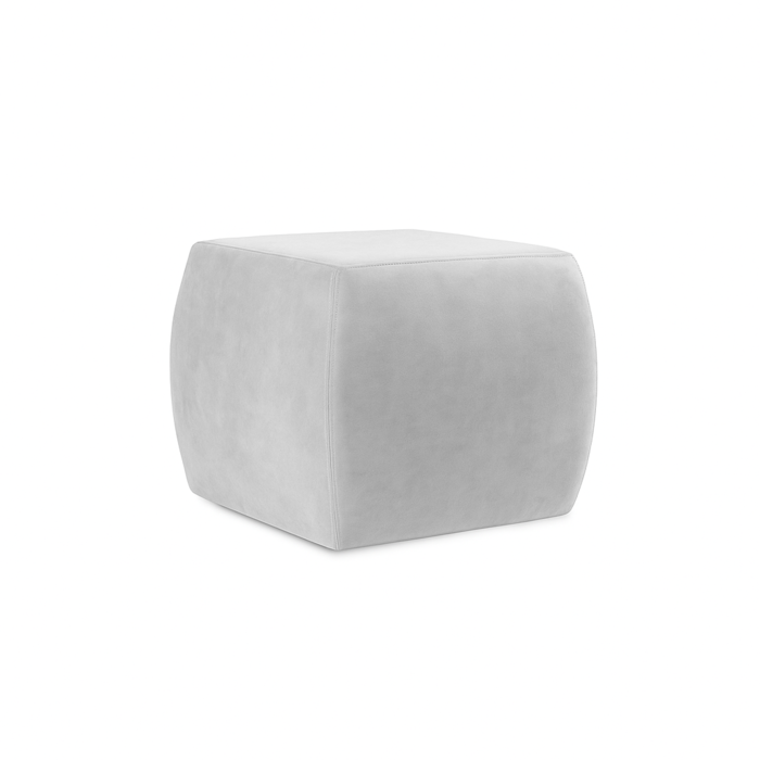 Crescent Stool by HDL, shown in Velvet – Fog. Compact upholstered stool, handcrafted in Portugal for hospitality and contract use.