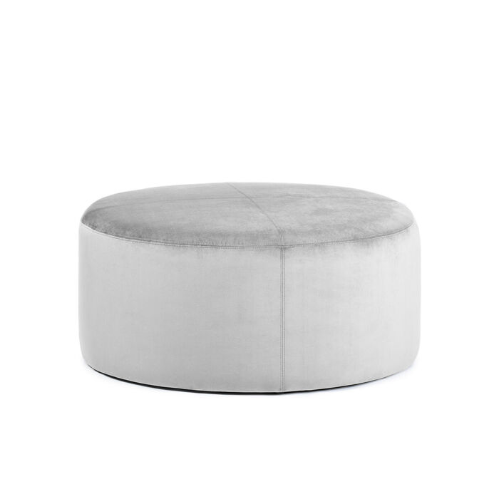 Halo Stool by HDL – round upholstered stool in velvet, with cross-top stitching and a smooth profile. Handcrafted in Portugal for hospitality and contract interiors.