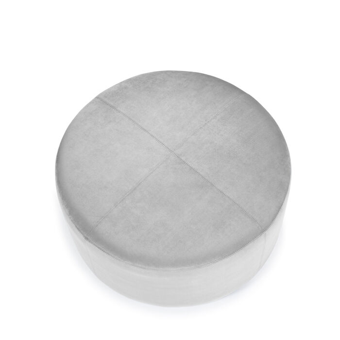 Halo Stool by HDL – round upholstered stool in velvet, with cross-top stitching and a smooth profile. Handcrafted in Portugal for hospitality and contract interiors.