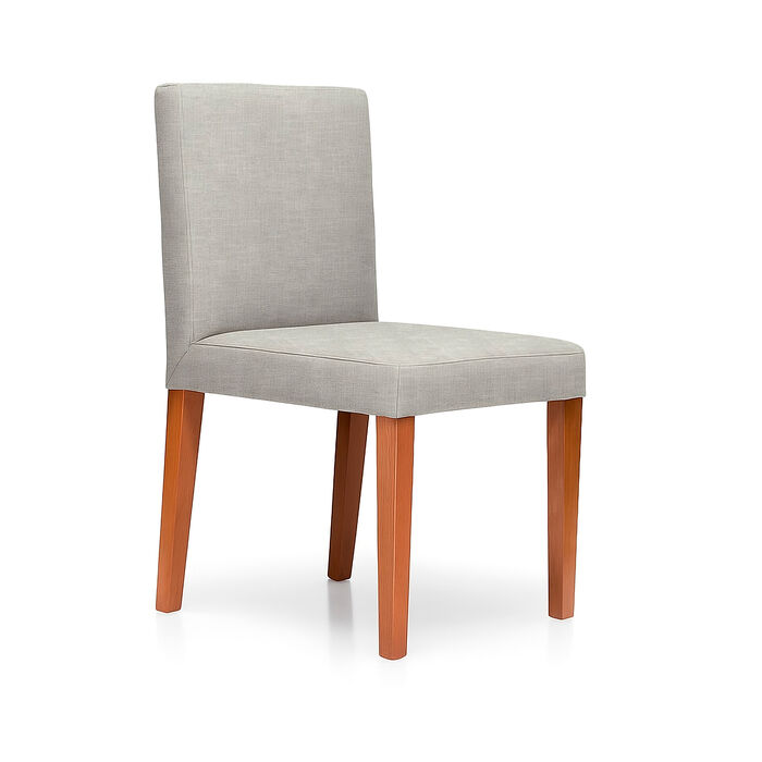 Vega Chair by HDL – upholstered dining chair in Linen Feel – Silver with solid ash legs. Handcrafted in Portugal for hospitality and contract interiors.