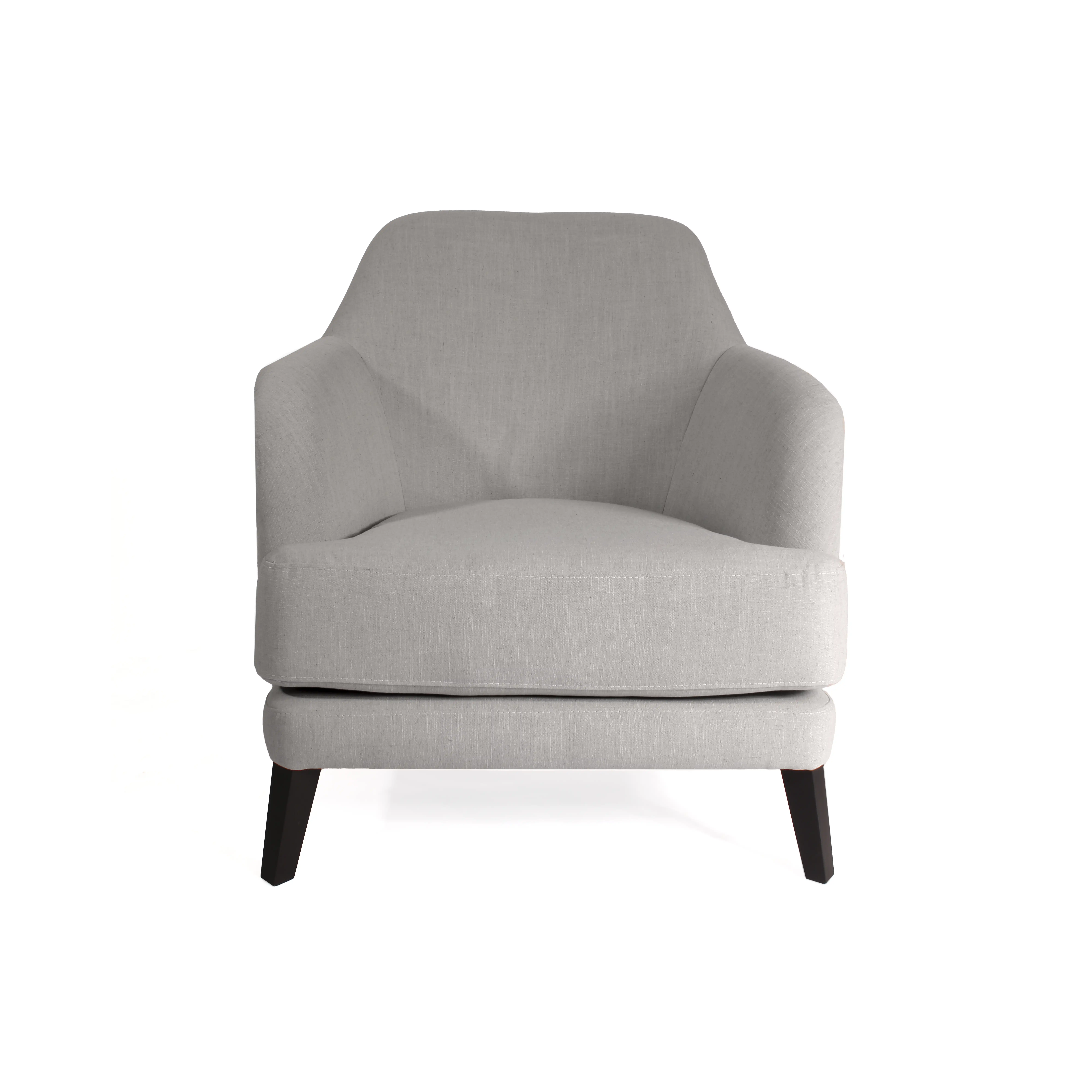 Nadir Armchair by HDL – upholstered in Linen Feel – Silver, with black ash feet and a high-density foam seat. Handcrafted in Portugal for hospitality and contract interiors.