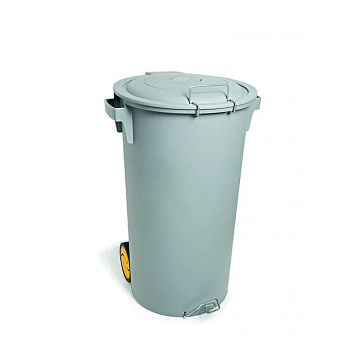 BALDE 80L CINZA C/PEDAL C/RODAS