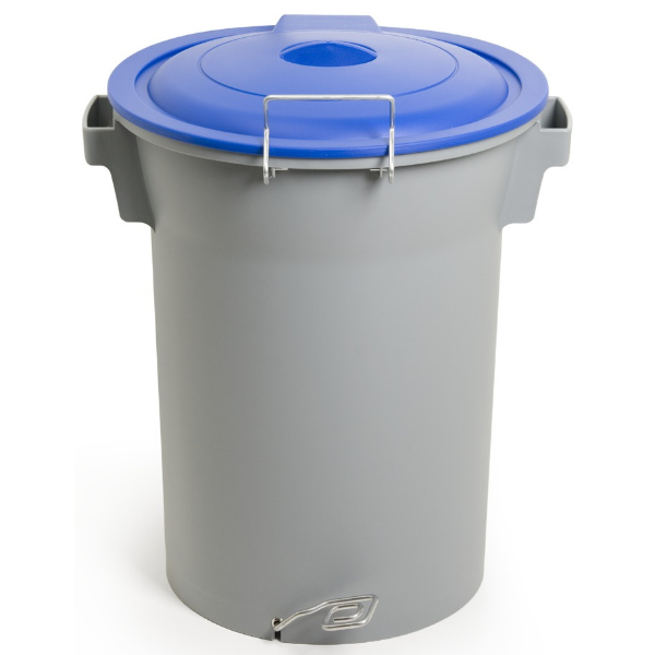 BALDE 52L CINZA C/PEDAL E C/TAMPA AZUL
