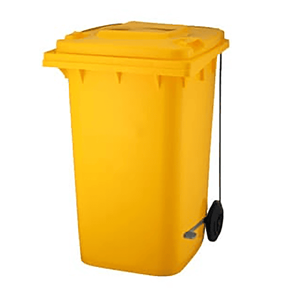 CONTENTOR 240L PC C/RODAS E PEDAL AMARELO