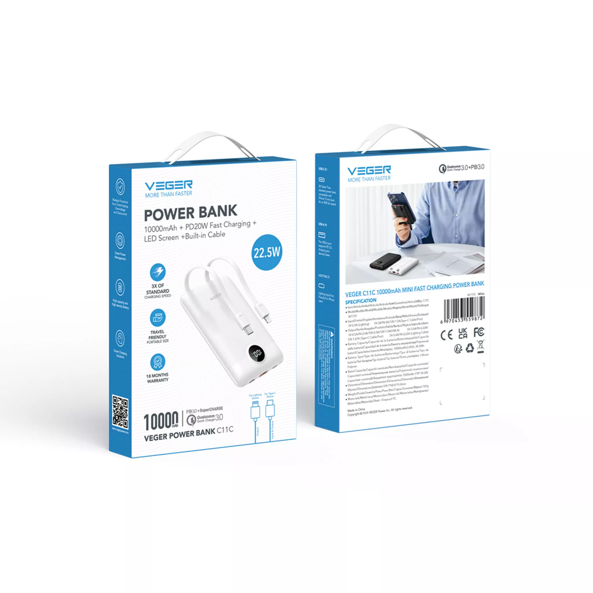 Power bank VEGER com ecrã LCD