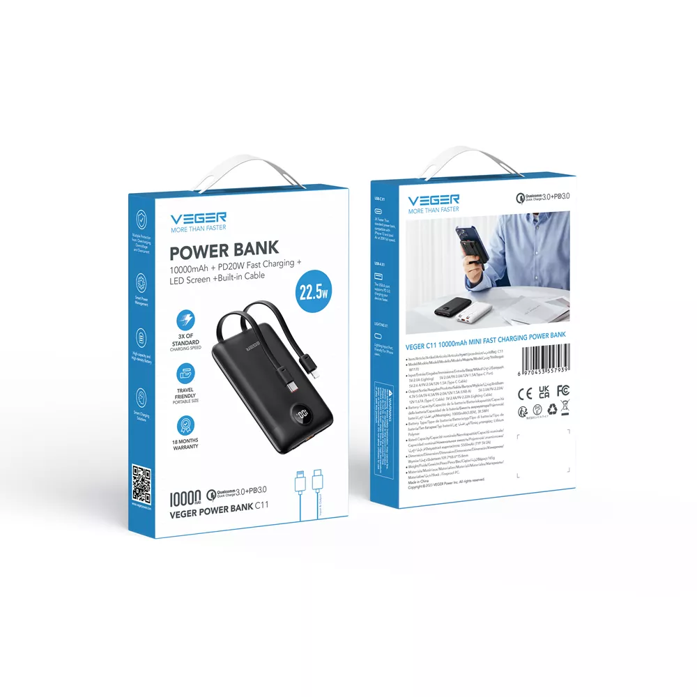Power bank VEGER com ecrã LCD