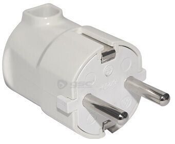 Ficha Macho T/ Schuko ABS Lateral 16A 250V (Branco) - GSC