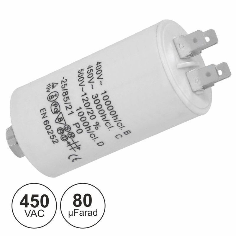 Condensador Arranque 80uF 450V + Terra