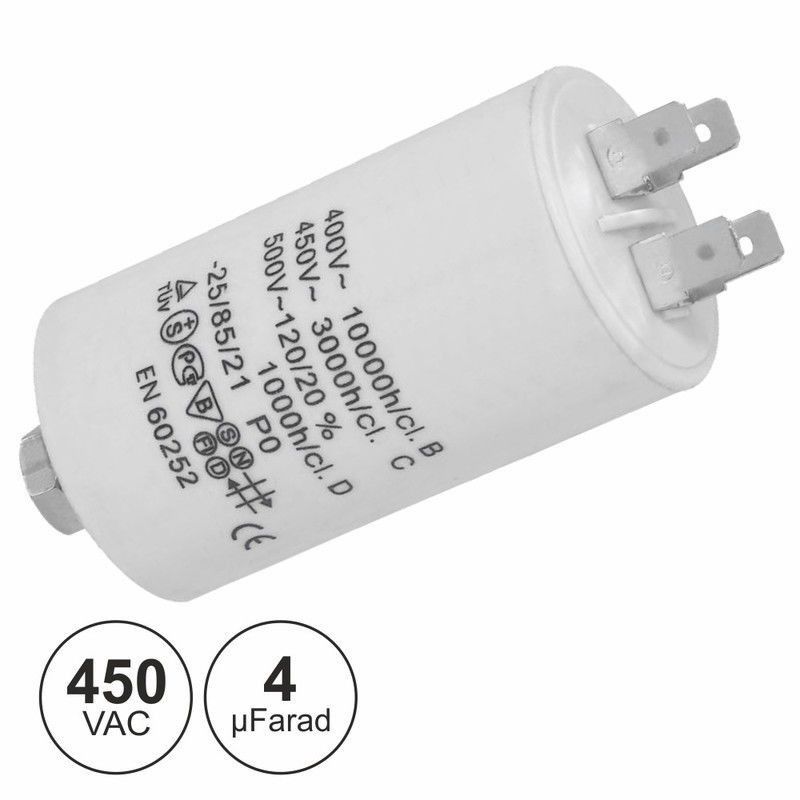 Condensador Arranque 4uF 450V + Terra