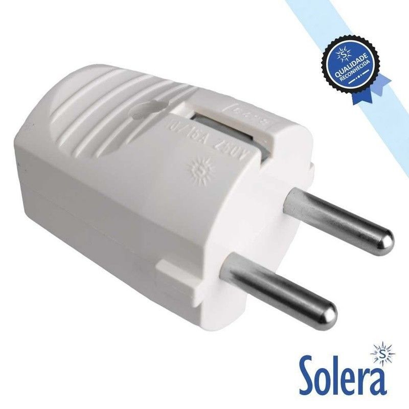 Ficha Macho Schuko c/terra 250V Branca Solera