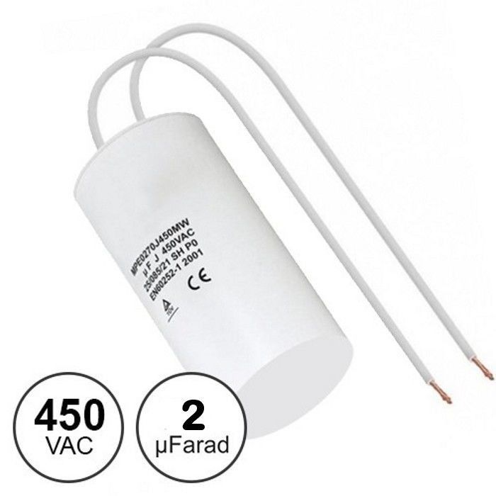 Condensador Arranque 2uf / 450v C/ Fios