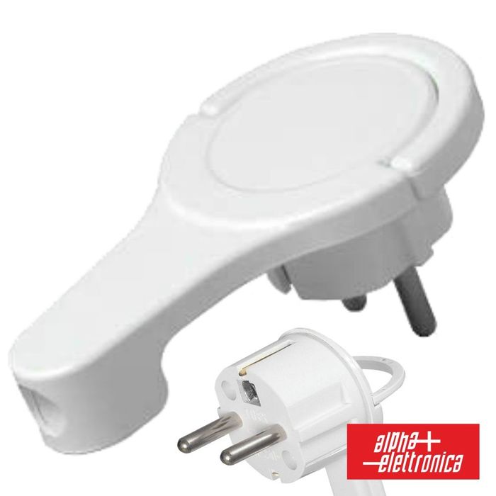 Ficha Macho Schuko c/Terra Anel Extração Branco ALPHA