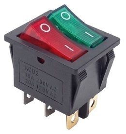 Interruptor Duplo Verde/Vermelho c/ Iluminação (20A 125VAC; 15A 250VAC; 35A 12VDC)