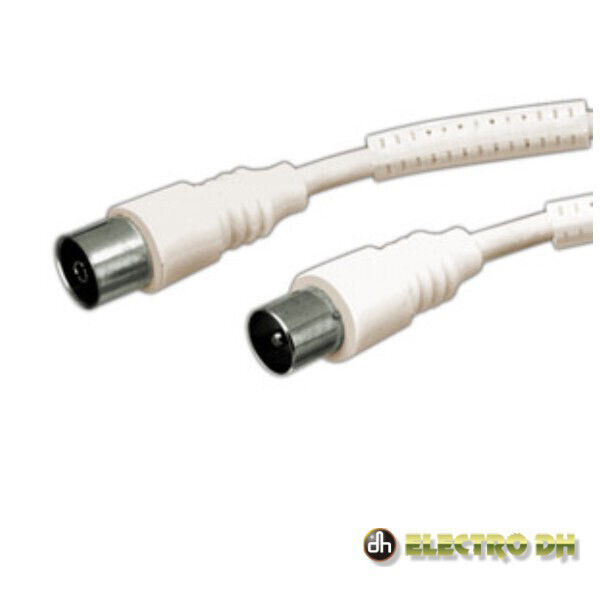 Cabo Coaxial Macho/Fêmea Branco 1.5m Filtro Ferrite EDH