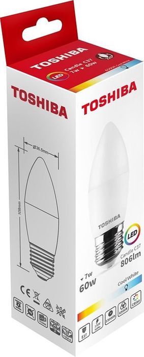 Lâmpada LED E27 C37 7w 6500K 806lm - Toshiba