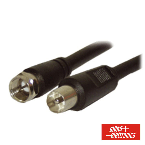 Cabo F Macho/Coaxial 9.5mm Macho Preto 1m Polybag