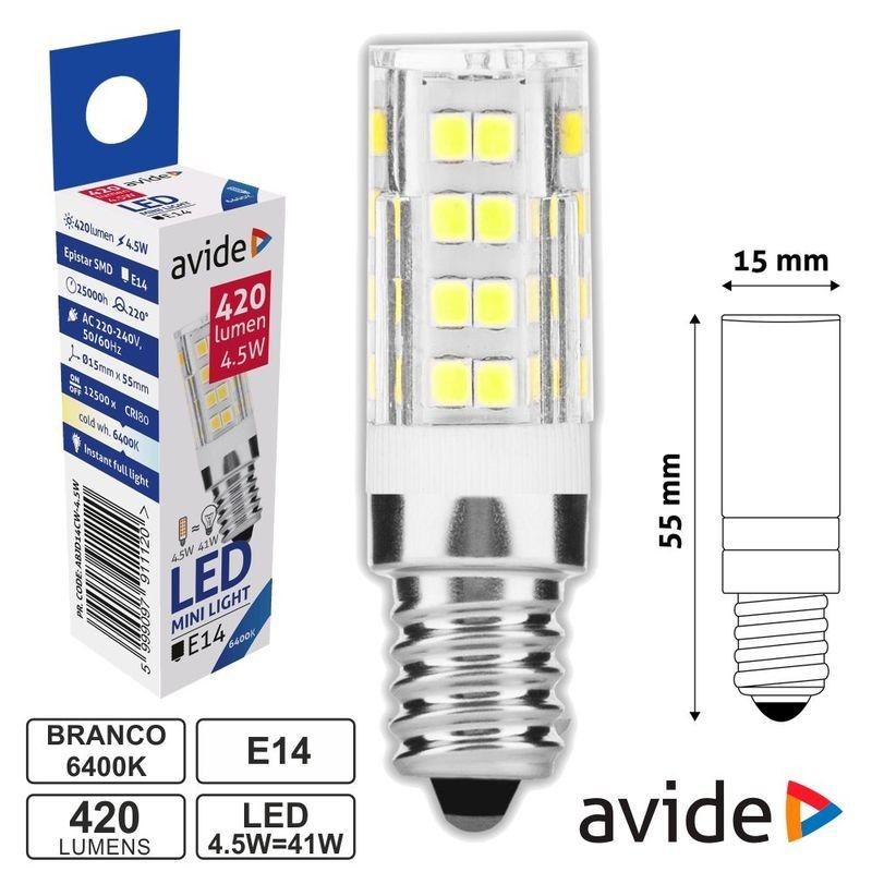 Lâmpada LED E14 JD Mini 4.5W 6400K 420lm Avide