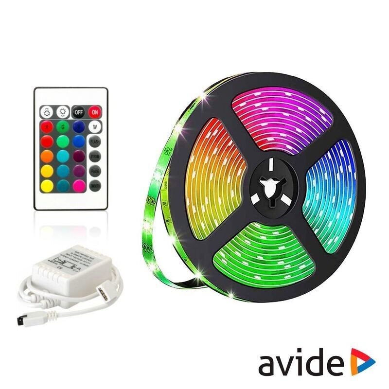 Fita 90 LEDs 5050 RGB 12V 3m IP20 C/Comando Avide