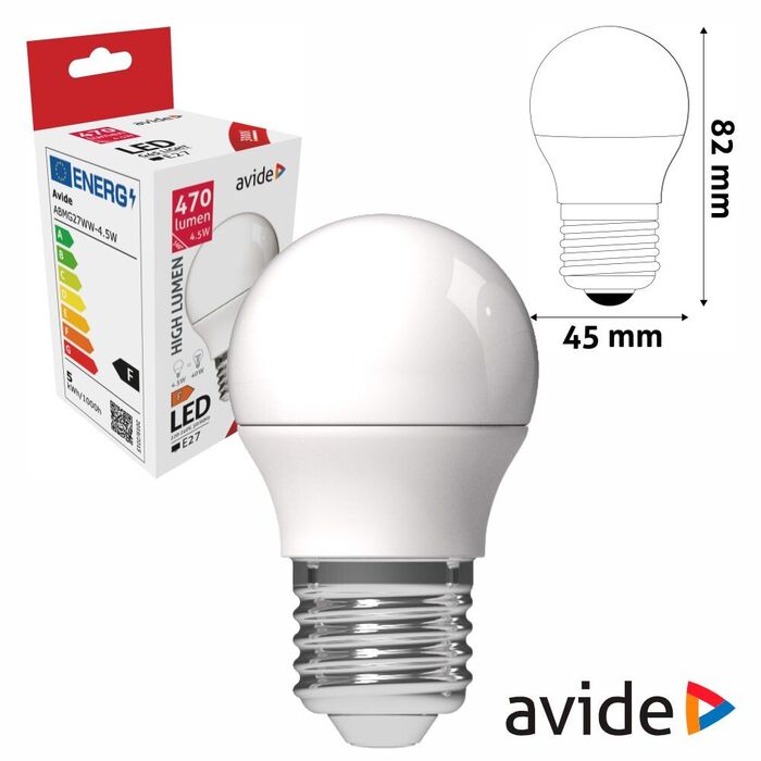 Lâmpada LED E27 4.5W G45 Globo 3000K 470lm Avide