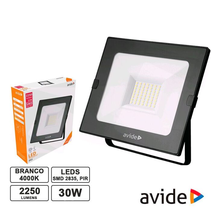 Projetor LED 30W 230V 4000K 2250lm IP65 Preto Avide