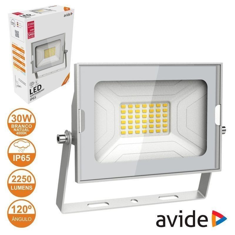 Projetor LED 30W 230V 4000K 2250lm IP65 Branco Avide